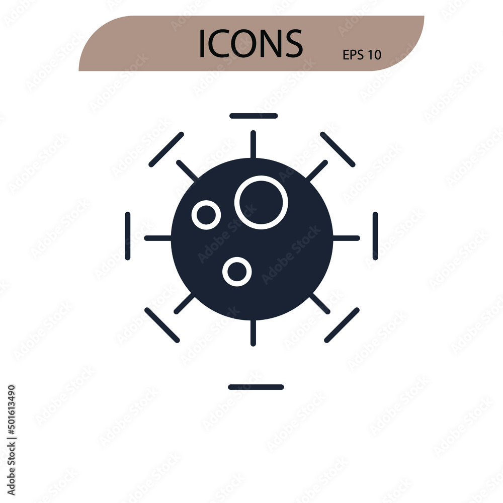 Virus icons symbol vector elements for infographic web Virus icons symbol vector elements for infographic web