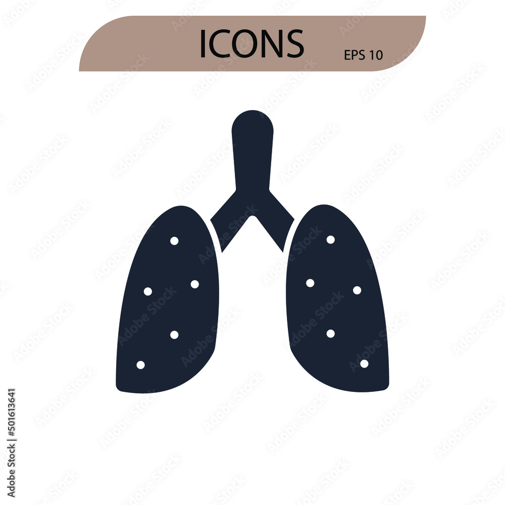 pneumonia icons symbol vector elements for infographic web pneumonia icons symbol vector elements for infographic web
