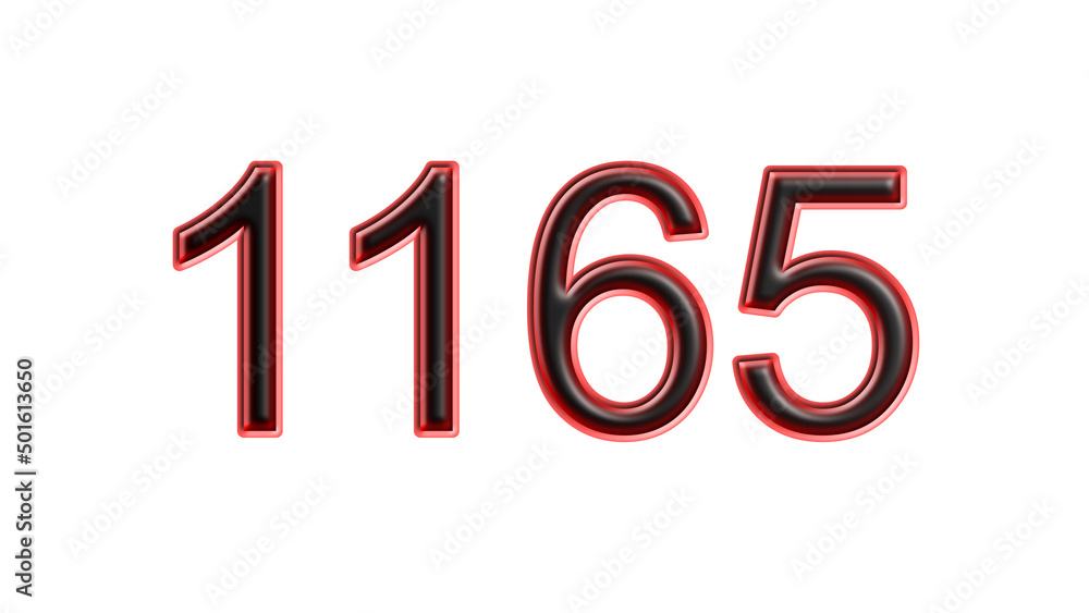 red 1165 number 3d effect white background red 1165 number 3d effect white background