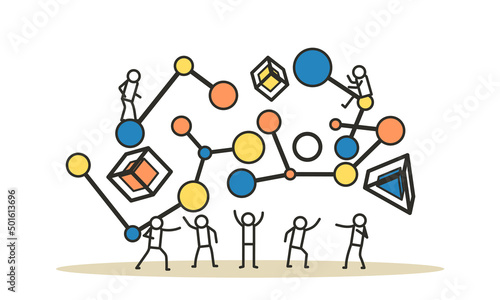 Person scientist people artificial intelligence vector concept illustration. Character target check AI laboratory science. Experiment lab working job. Smart business team human discovery art