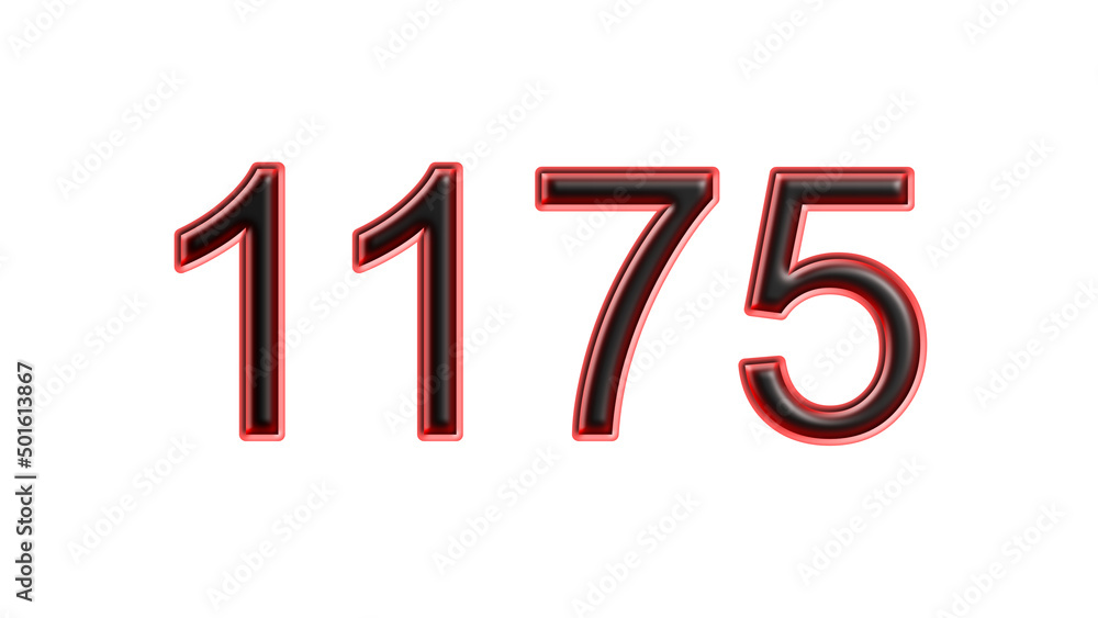 red 1175 number 3d effect white background red 1175 number 3d effect white background