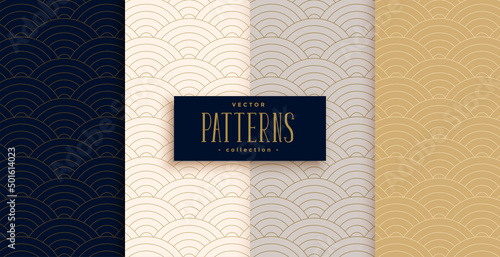 Fototapeta stylish chinese traditional curve lines pattern set