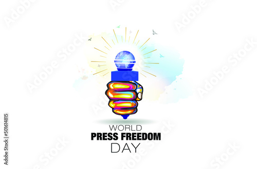 World press freedom day education or Freedom of media and Journalism background with microphone