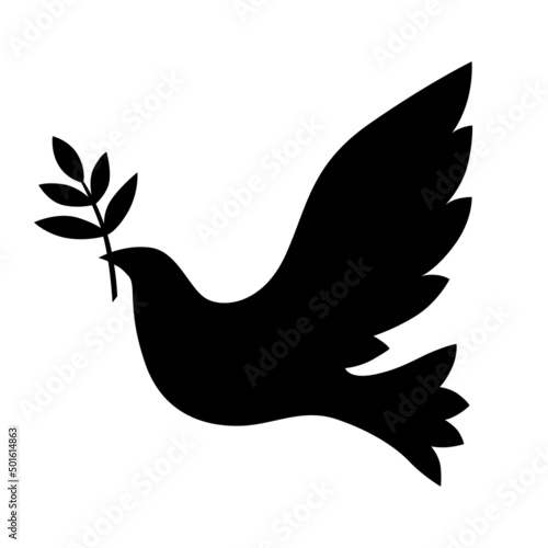Foto Dove with branch silhouette icon