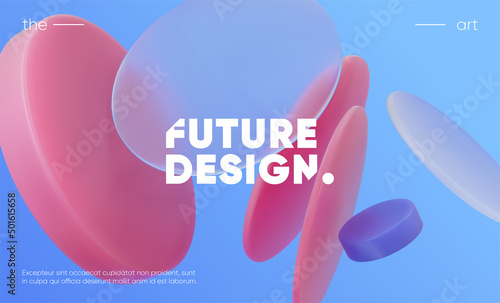 Plastic and glass shapes composition Glass morphism effect Vector 3d illustration
