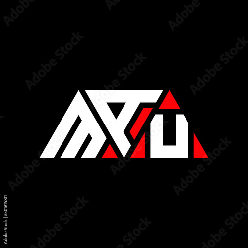 Fototapeta Naklejka Na Ścianę i Meble -  MAU triangle letter logo design with triangle shape. MAU triangle logo design monogMAm. MAU triangle vector logo template with red color. MAU triangular logo Simple, Elegant, and Luxurious Logo...