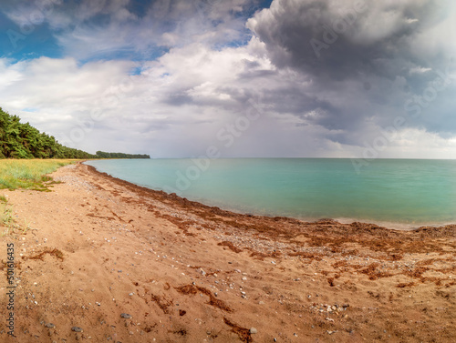 Stormy weather with sea view and background before the rain shower