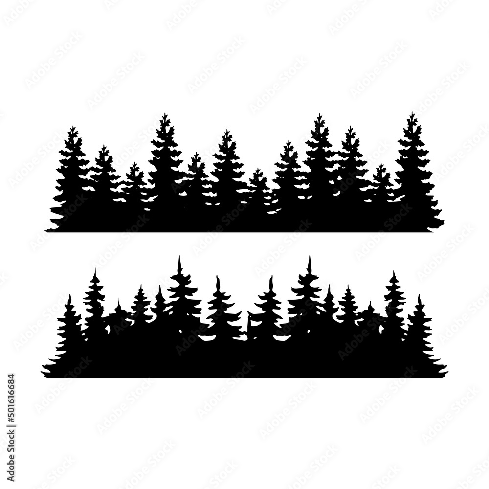 Pine Trees Silhouettes Vector Illustration