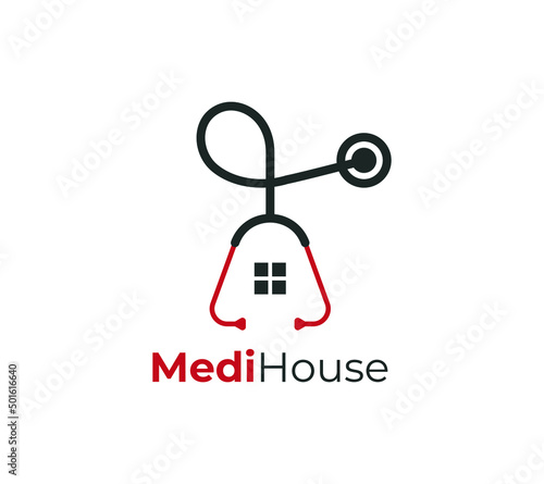 Medical house or  home clinic health care logo design on white background, Vector illustration.