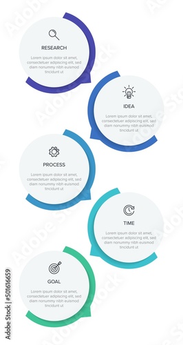 Vertical infographic design with icons and 5 options or steps. Thin line. Infographics business concept. Can be used for info graphics, flow charts, presentations, mobile web sites, printed materials.