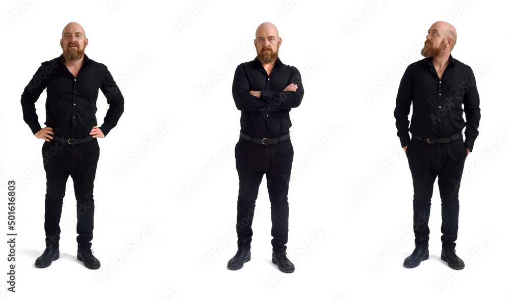 Obraz premium front view of same men on white background