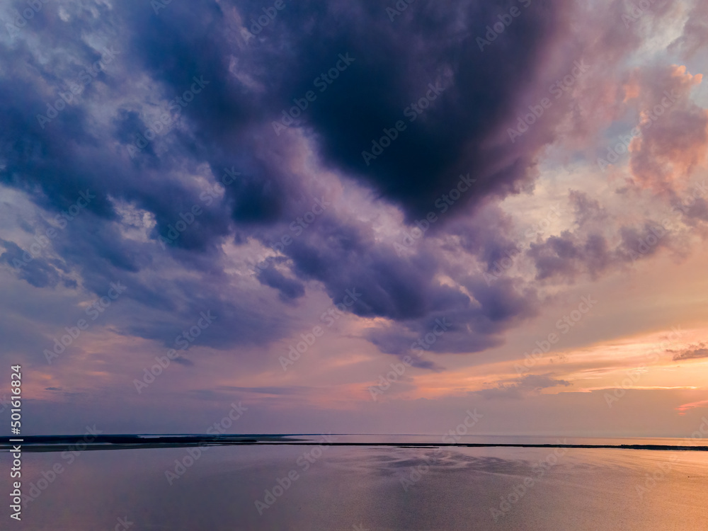 Fototapeta premium Stormy weather with sea view and background before the rain shower
