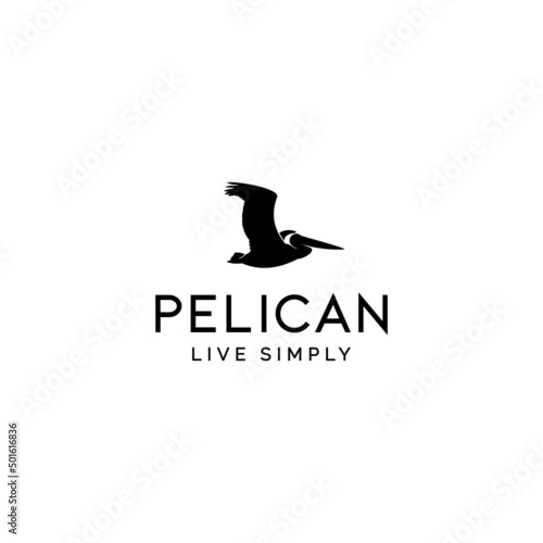 Flying Pelican Silhouette Logo design vector illustration