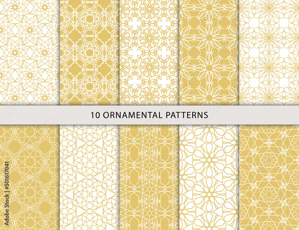 Set of ornamental, oriental, ethnic and artistic patterns. Perfect to background, fabric, etc.