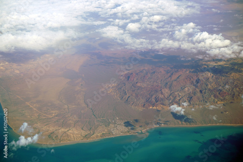 Aerial view of Bandar Lengeh County, Hormozgan Province in Iran.