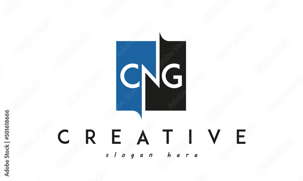 CNG Square Framed Letter Logo Design Vector with Black and Blue Colors CNG Square Framed Letter Logo Design Vector with Black and Blue Colors