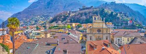 Panorama of historical neighborhood of Bellinzona, Switzerland