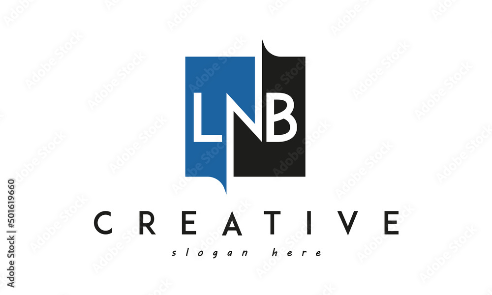 LNB Square Framed Letter Logo Design Vector with Black and Blue Colors LNB Square Framed Letter Logo Design Vector with Black and Blue Colors