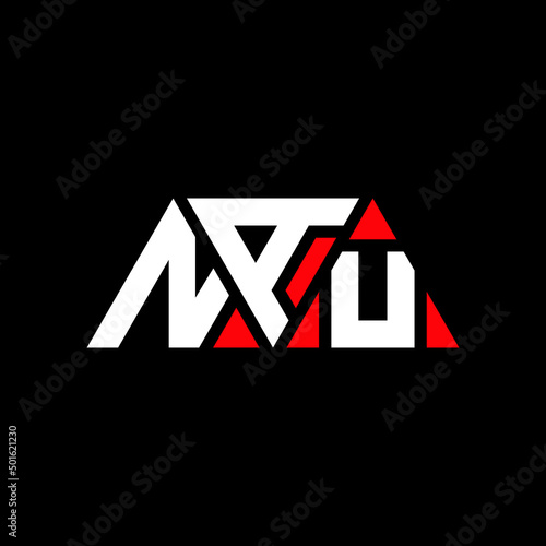 Fototapeta Naklejka Na Ścianę i Meble -  NAU triangle letter logo design with triangle shape. NAU triangle logo design monogNAm. NAU triangle vector logo template with red color. NAU triangular logo Simple, Elegant, and Luxurious Logo...