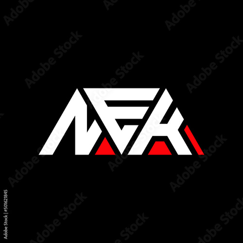 NEK triangle letter logo design with triangle shape. NEK triangle logo design monogram. NEK triangle vector logo template with NEd color. NEK triangular logo Simple, Elegant, and Luxurious Logo...