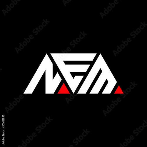 NEM triangle letter logo design with triangle shape. NEM triangle logo design monogram. NEM triangle vector logo template with NEd color. NEM triangular logo Simple, Elegant, and Luxurious Logo...