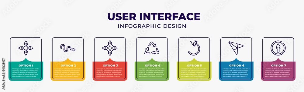user interface infographic design template with expand button, curve ...
