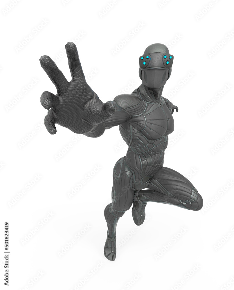 super hero in an exosuit is trying to reach you super hero in an exosuit is trying to reach you