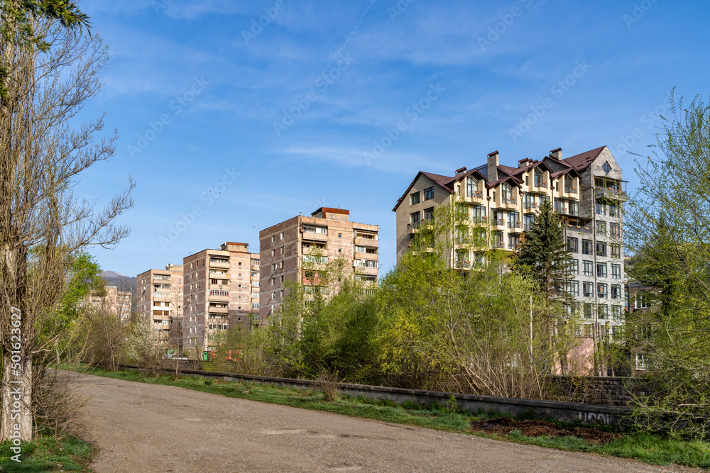 Tall residential buildings in Dilijan, Armenia