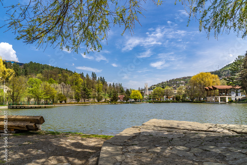 View of small lake in Dilijan park on a beautiful sunny day in Dilijan  Armenia