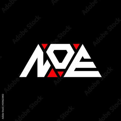 NOE triangle letter logo design with triangle shape. NOE triangle logo design monogram. NOE triangle vector logo template with red color. NOE triangular logo Simple, Elegant, and Luxurious Logo...
