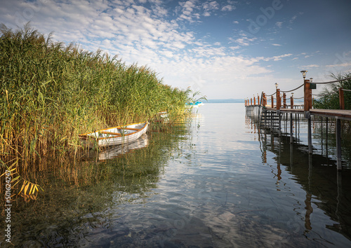 Boat at lake Balaton in the...