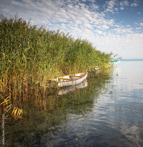 Boat at lake Balaton in the...