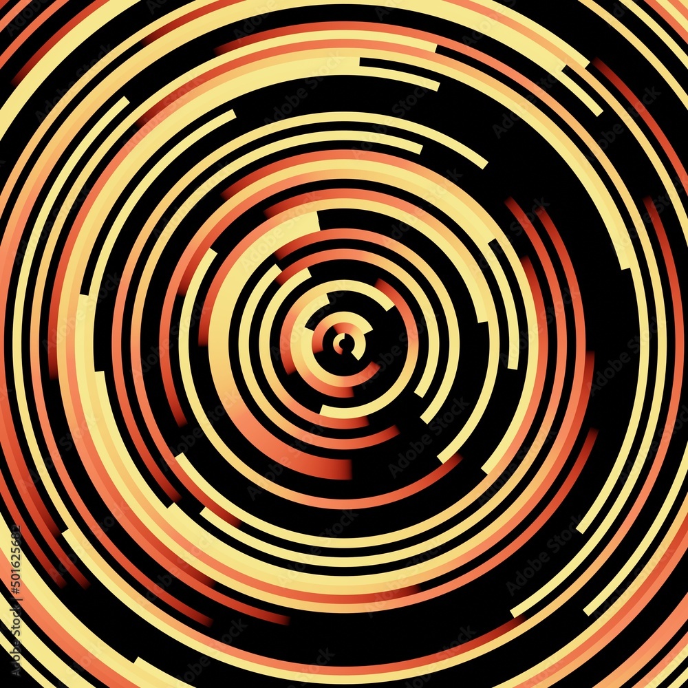Fototapeta premium Black and orange abstract circle technology background. 3d rendering.