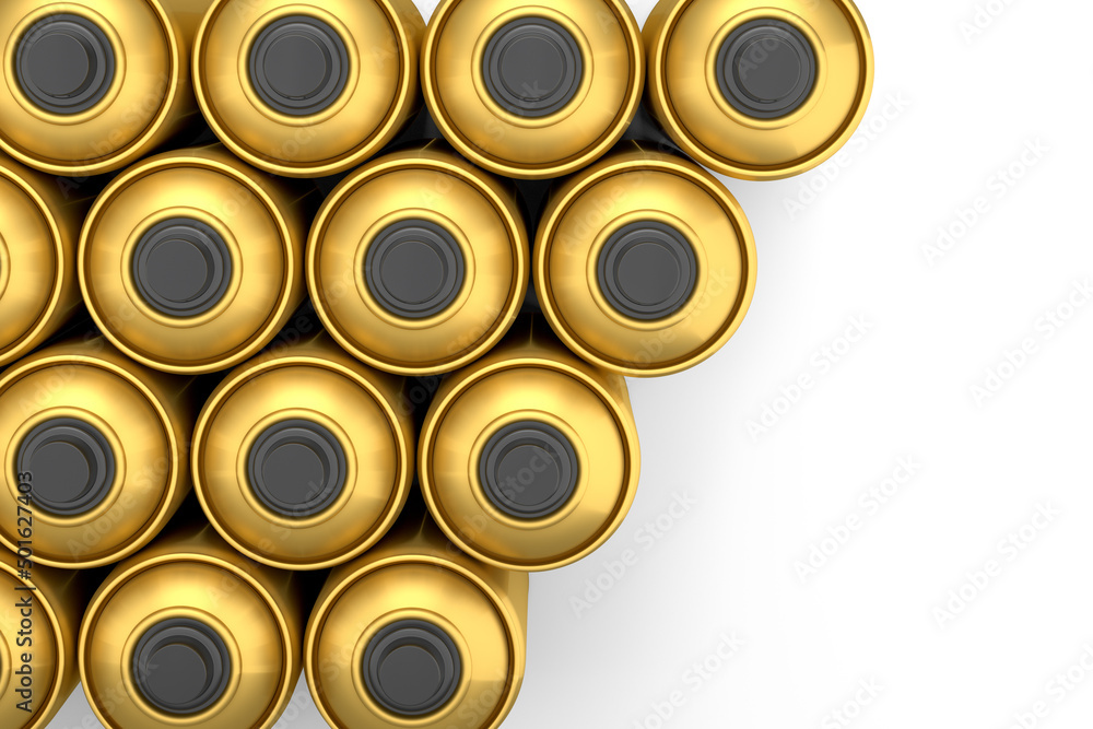 Set of spray paint cans in row on white background. Spray bottle and dispenser Set of spray paint cans in row on white background. Spray bottle and dispenser
