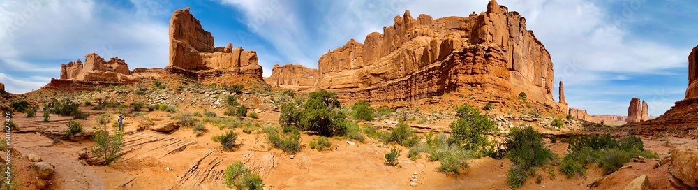 Arches National Park, Utah, USA. it’s known as the site of more than 2,000 natural sandstone arches,  hundreds of soaring pinnacles, massive rock fins, and giant balanced rocks. The Park Avenue Trail 