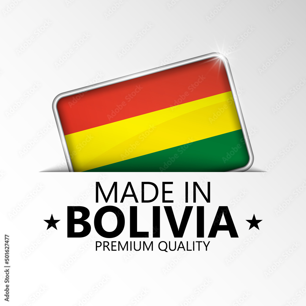 Fototapeta premium Made in Bolivia graphic and label.