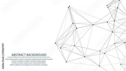 Network connection technology. Abstract white background with points and lines. Digital futuristic backdrop. Big data visualization. Vector illustration.