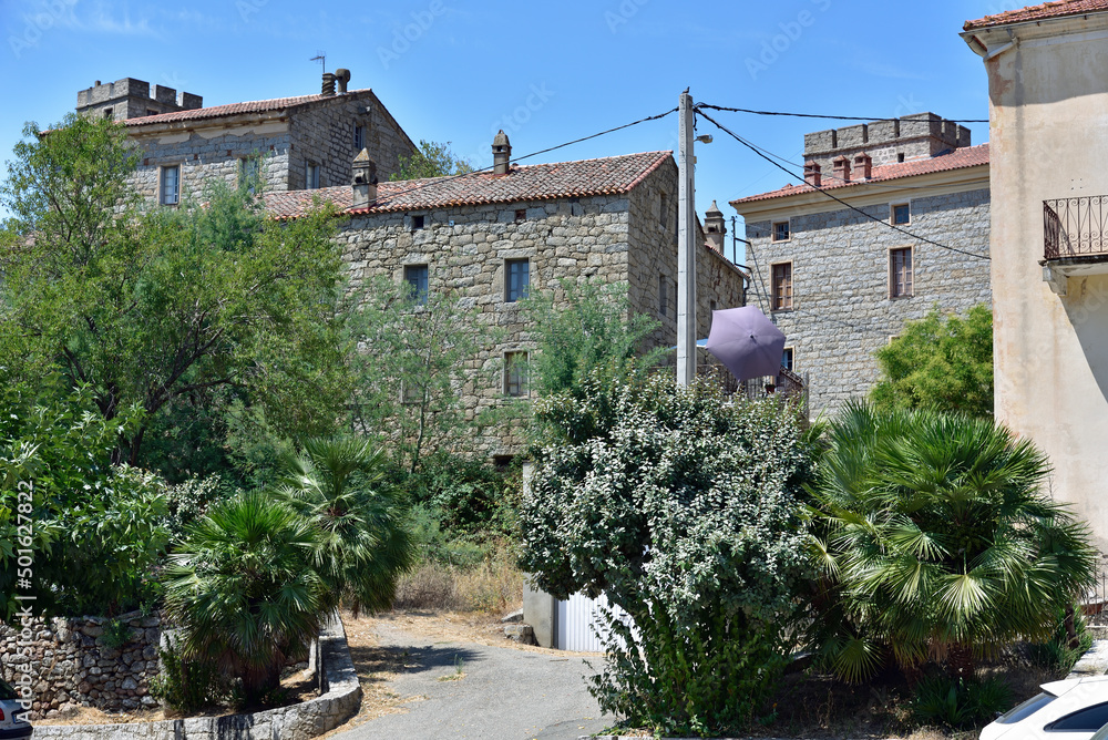 ARBELLARA, CORSICA, FRANCE; August 10, 2020: Arbellara is a French commune located in the south of Corsica. The village belongs to the piève of Viggiano.