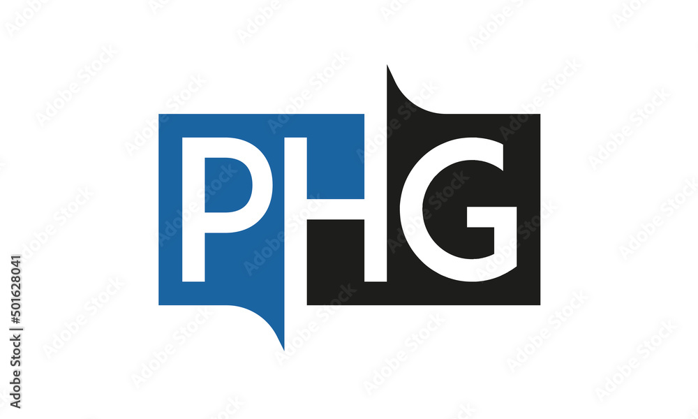 PHG Square Framed Letter Logo Design Vector with Black and Blue Colors PHG Square Framed Letter Logo Design Vector with Black and Blue Colors