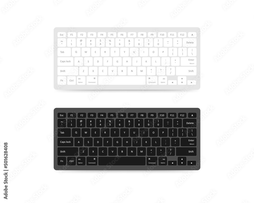 Computer keyboard in white and black color. Keyboard isolated. Vector EPS10 Computer keyboard in white and black color. Keyboard isolated. Vector EPS10