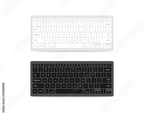 Computer keyboard in white and black color. Keyboard isolated. Vector EPS10