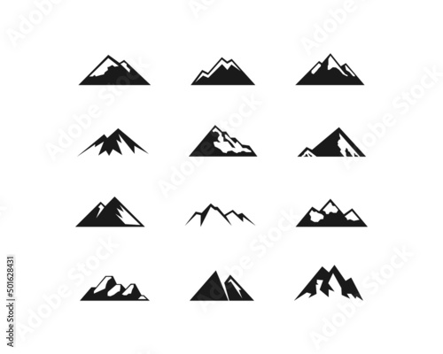 Vector mountains icons set. Mountains shape symbol isolated. Vector EPS10