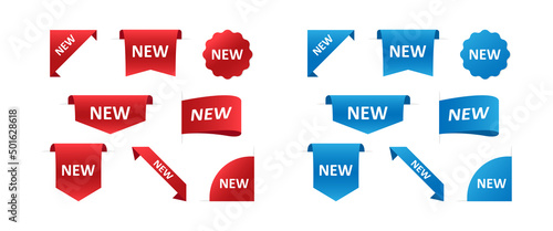 Ribbons and Stickers for New Arrival shop product tags, new labels. Vector EPS10