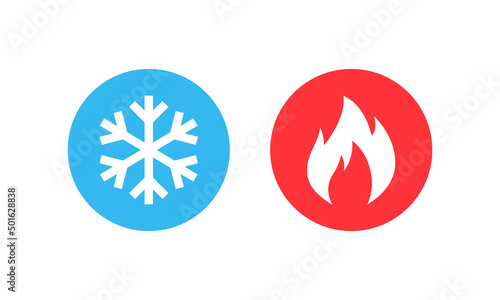 Hot and cold vector icon set. Heating and cooling buttons. Vector EPS10
