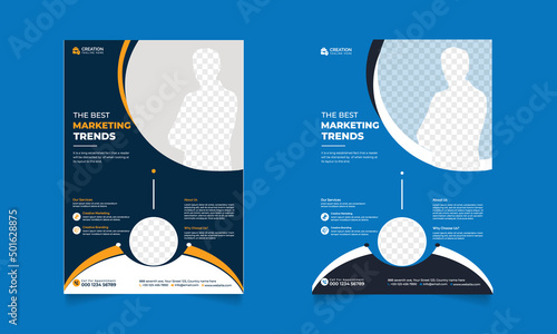 Corporate business flyer modern template, in blue color, and modern design, perfect for creative professional business photo