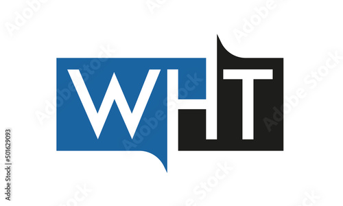 WHT Square Framed Letter Logo Design Vector with Black and Blue Colors photo