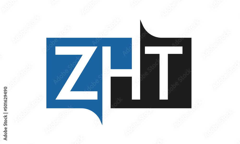 ZHT Square Framed Letter Logo Design Vector with Black and Blue Colors ZHT Square Framed Letter Logo Design Vector with Black and Blue Colors