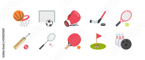 Different kinds of sports vector set. Basketball, soccer, boxing, hockey. EPS10