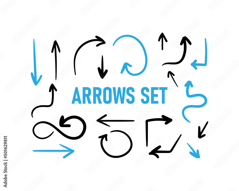 Isolated vector hand drawn arrows set on a white background. Vector EPS10 Isolated vector hand drawn arrows set on a white background. Vector EPS10