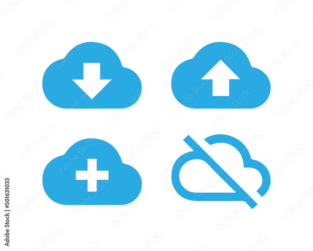 Fototapeta premium Cloud storage icons set. Upload and download symbol. Vector illustration EPS10